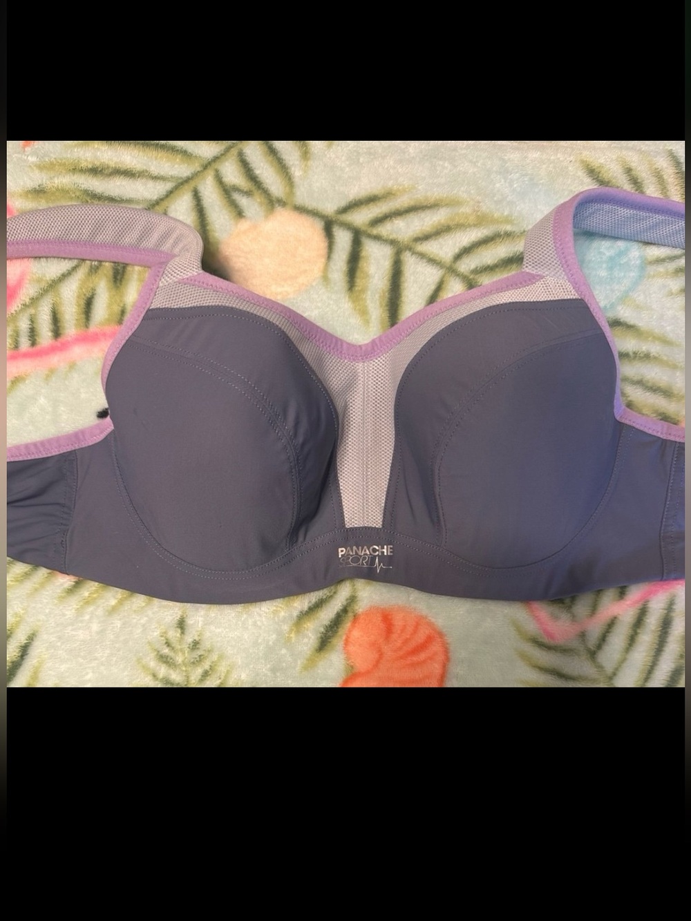 Panache Sport Underwire Sports Bra 36C Purple Gray High Impact Athletic Bra